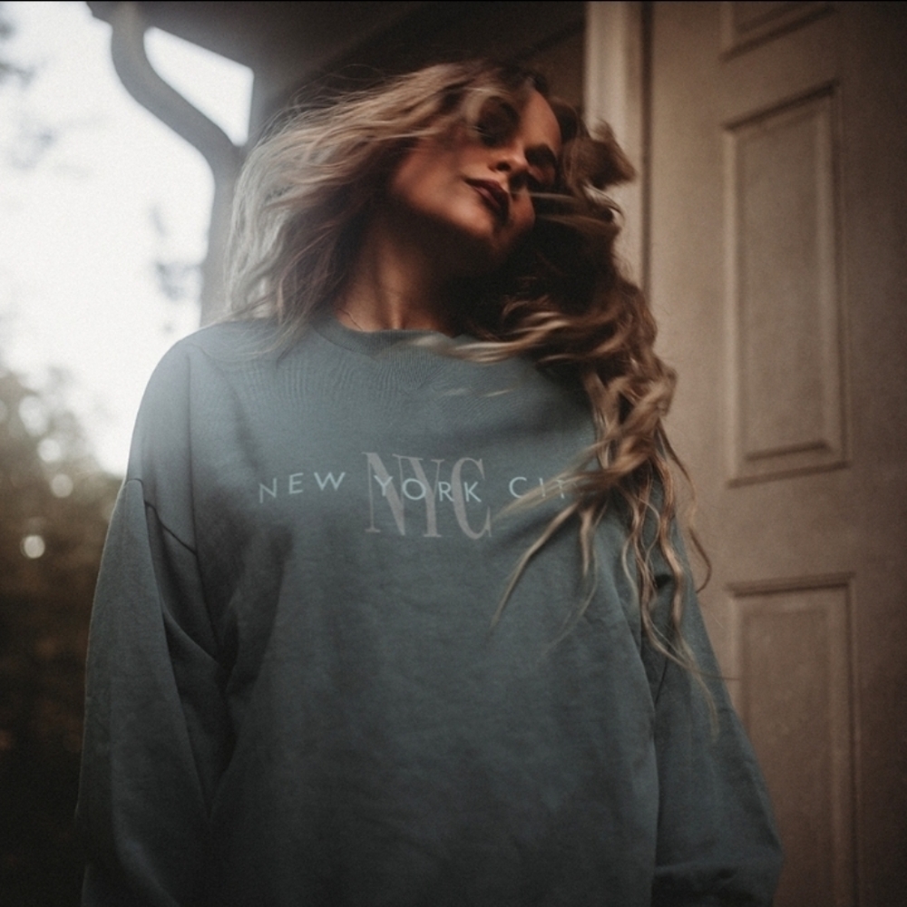 ASOS crew sweatshirt NYC in dark sage green size 6